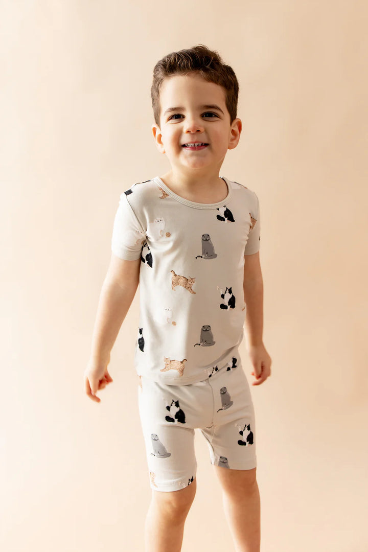 Kyte Baby Short Sleeve Toddler Pajama Set - Fluffy Cat