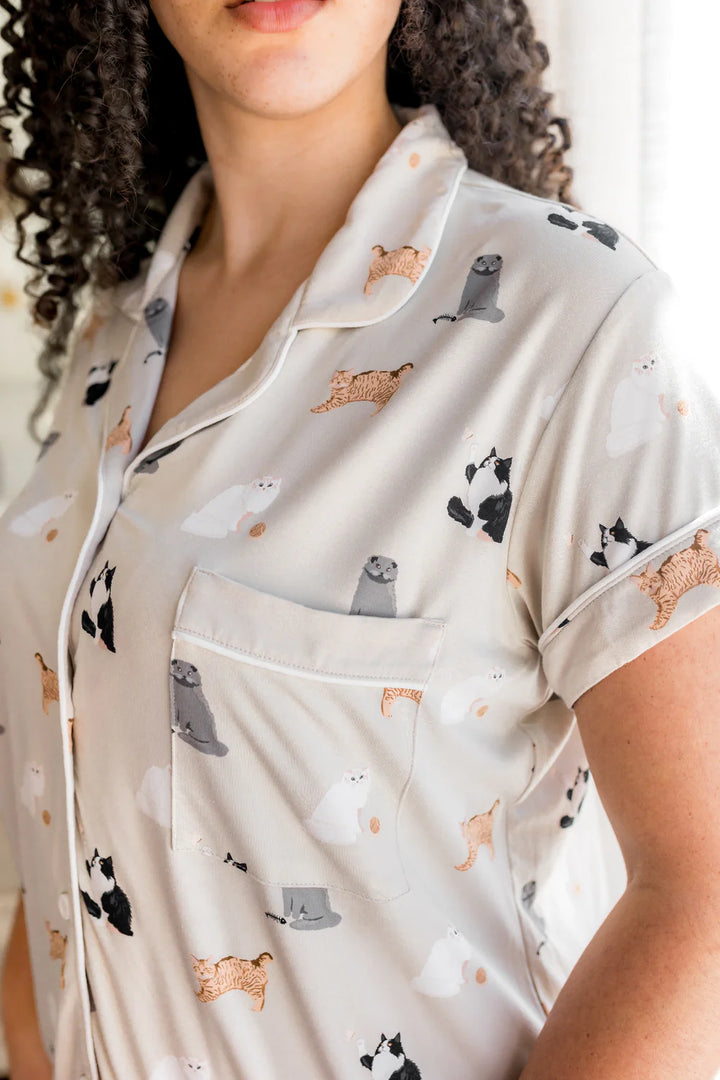 Kyte Baby Women;s Short Sleeve Pajama Set - Fluffy Cat