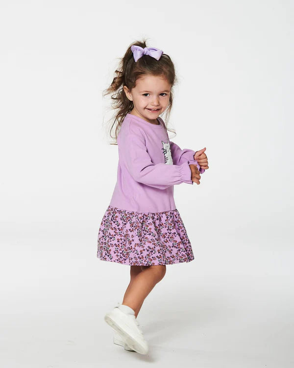 Deux Par Deux brushed jersey dress with print skirt