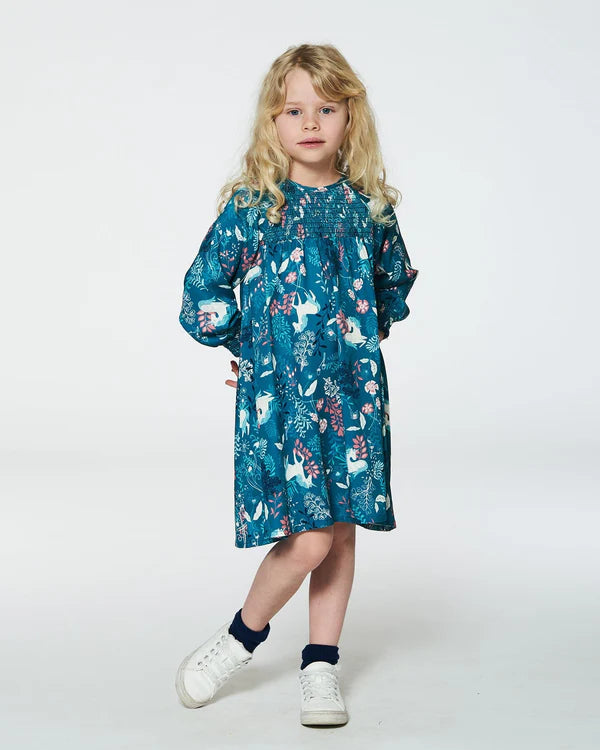 Deux Par Deux Brushed Viscose Dress - fairy unicorn in the fields