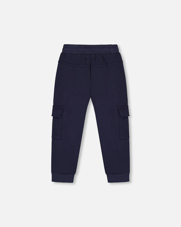 Deux Par Deux Fleece Sweatpants with Cargo Pockets - Peacoat/Navy