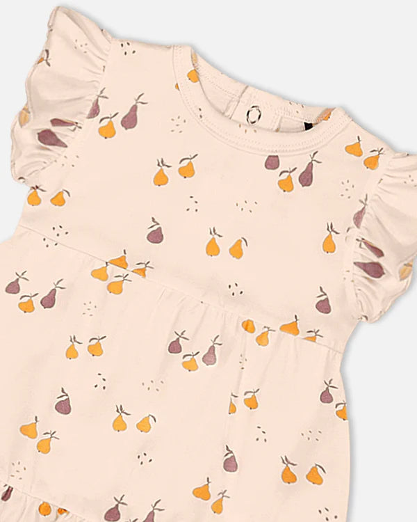 Deux Par Deux Jersey Dress &amp; Bloomer Set - Printed Pear