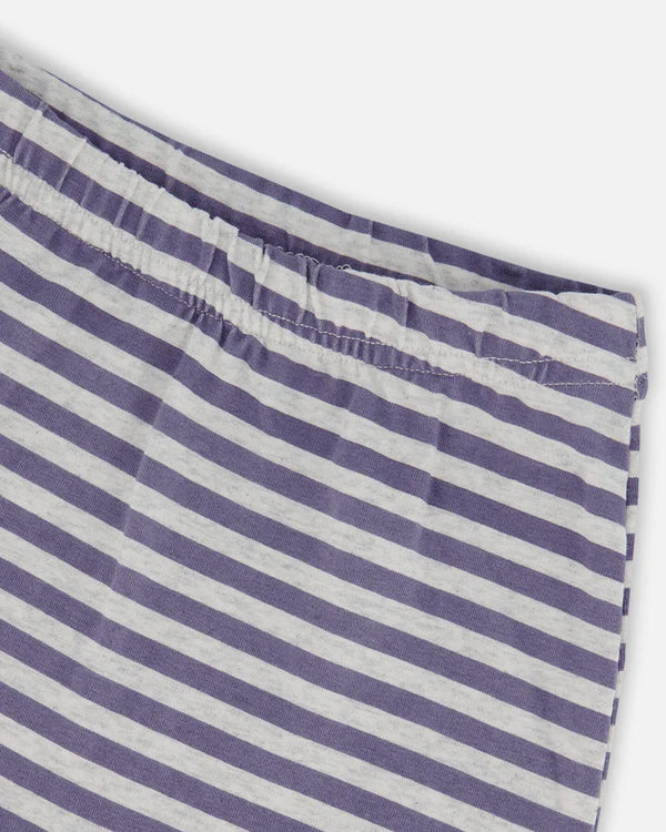 Deux Par Deux Short Sleeve Top &amp; Short Set - Blue Stripes