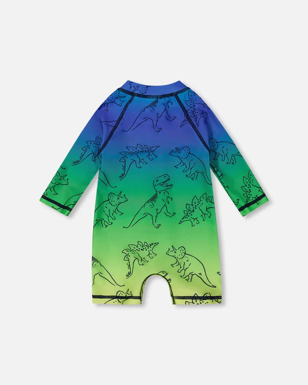 Deux Par Deux Long Sleeve One Piece Rashgaurd - Dino