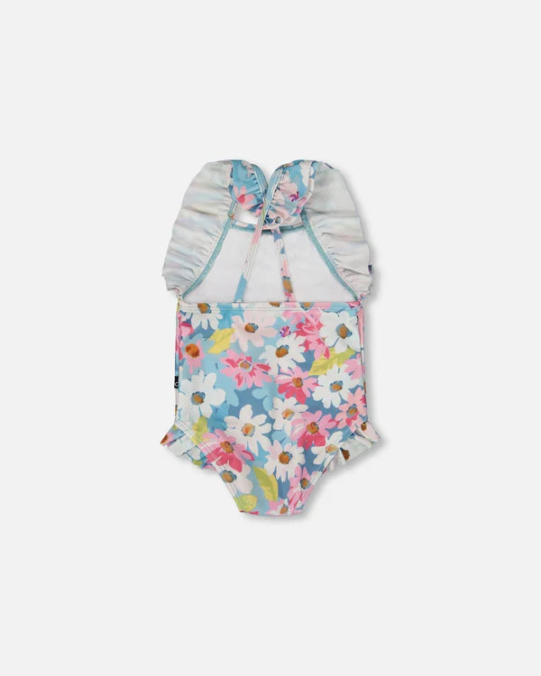 Deux Par Deux One Piece Swimsuit With Frills - Flowers