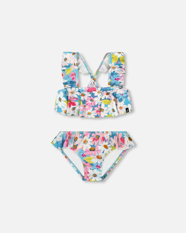 Deux Par Deux Two-Piece Swimsuit With Frills - Flower