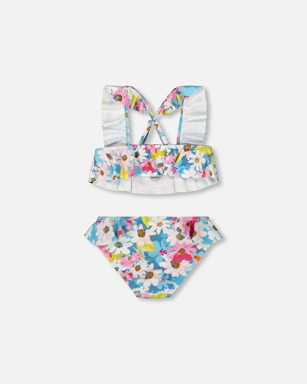 Deux Par Deux Two-Piece Swimsuit With Frills - Flower
