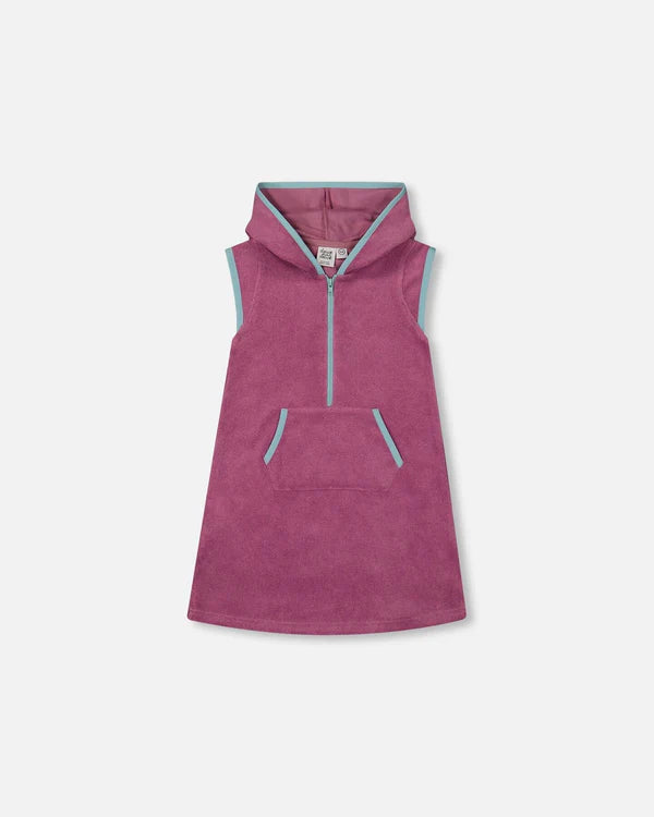 Deux Par Deux Hooded Terry Beach Dress - Candy Pink