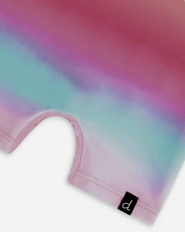Deux Par Deux Long Sleeve One-Piece Rashgaurd - Pink Blue Orange Gradient