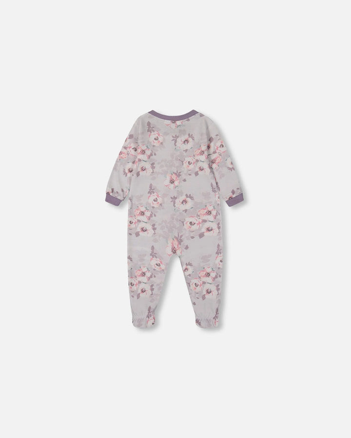 Deux Par Deux Organic Cotton One Piece Pajama - Printed Bouquet of Flowers