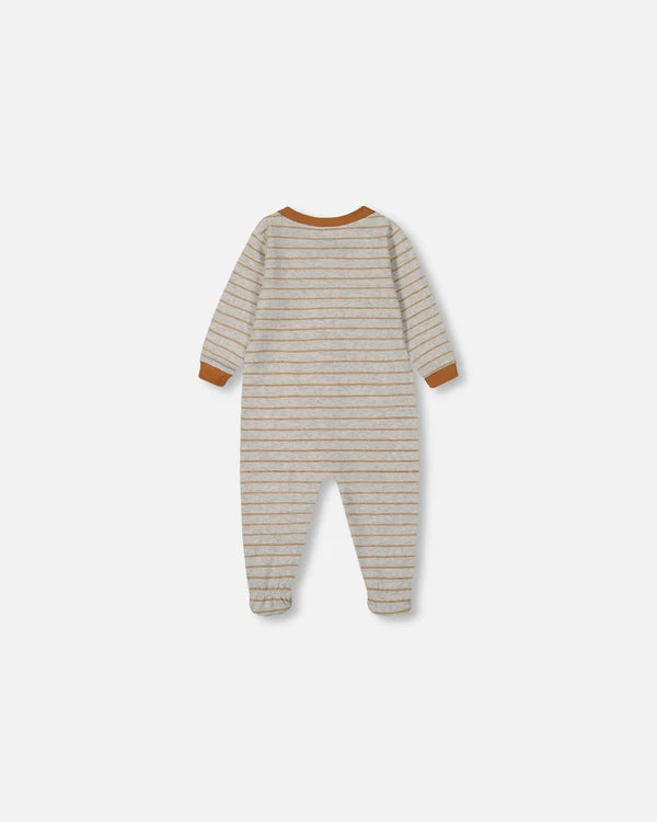 Deux Par Deux Organic Cotton One Piece Pajama - Printed Dinosaurs