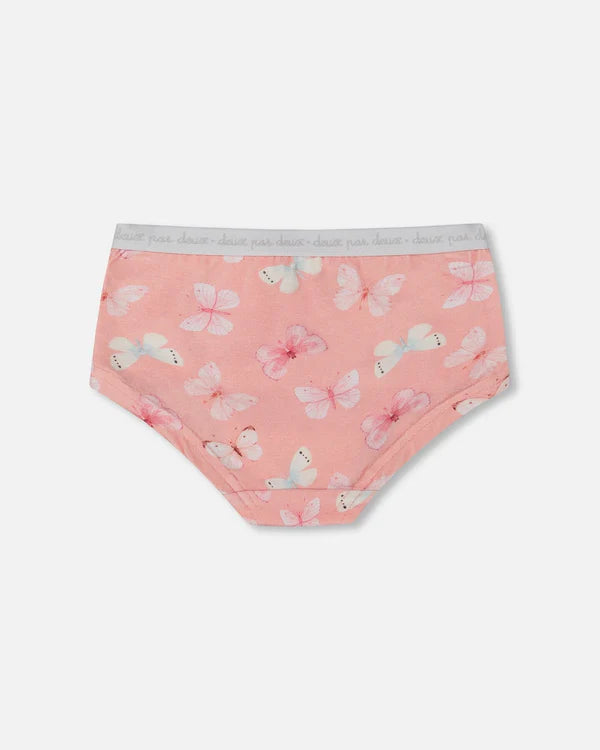 Deux Par Deux Boyshort Panty - Printed Pink Butterflies