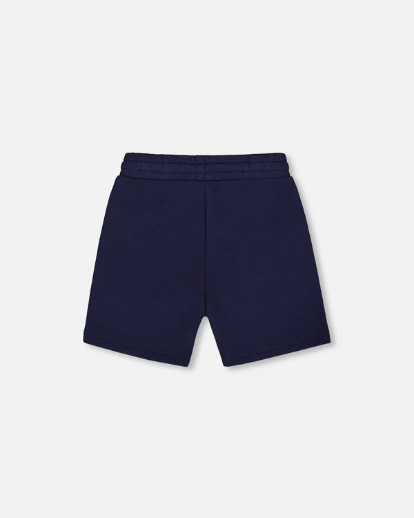 Deux Par Deux French Terry Zip Pocket Shorts - Navy Blue