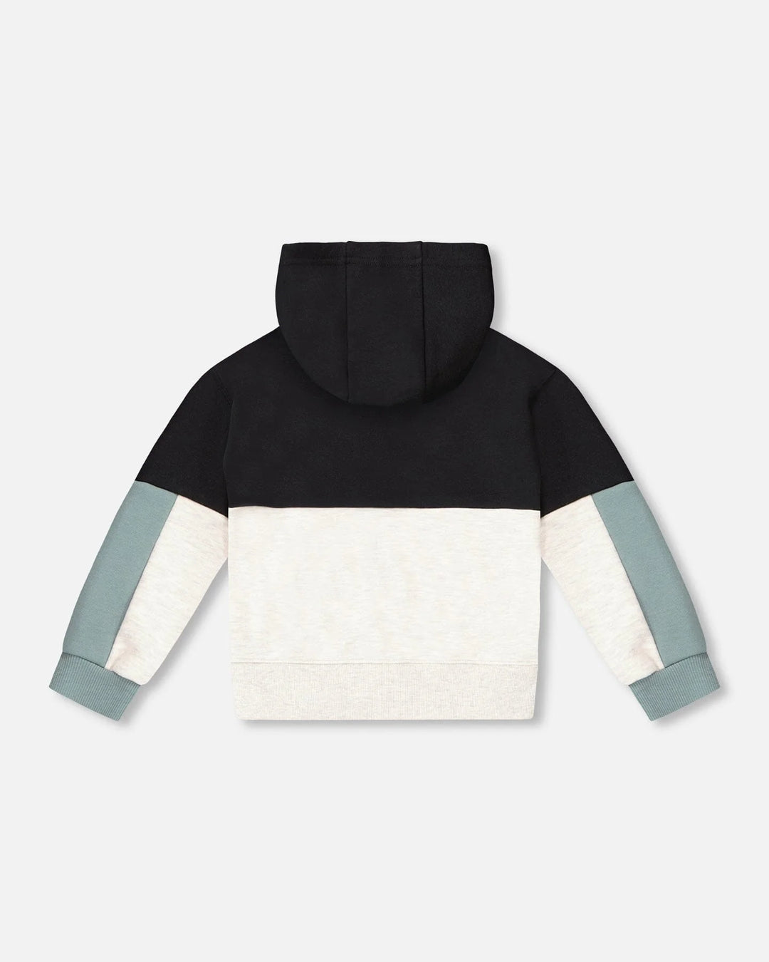 Deux Par Deux French Terry Color Block Full Zip Hoodie Cardigan Sweatshirt  - Anthracite