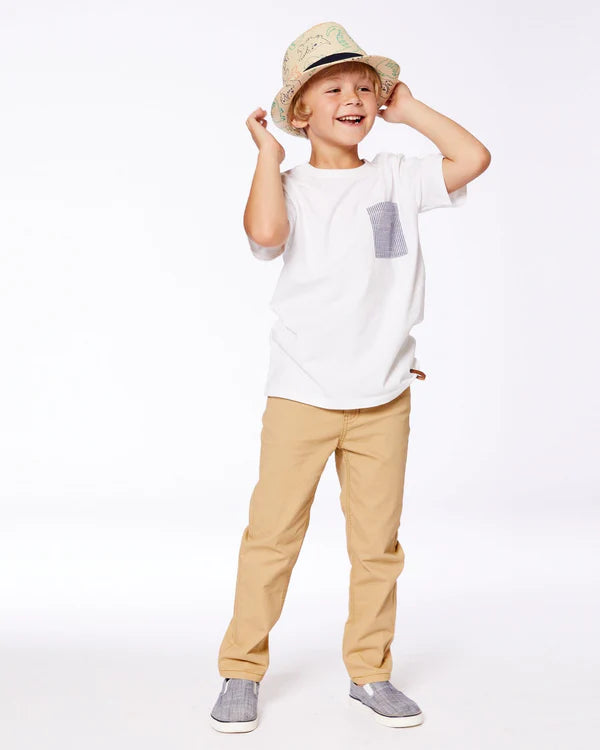 Deux Par Duex Short Sleeve T-Shirt With Chest Pocket - White