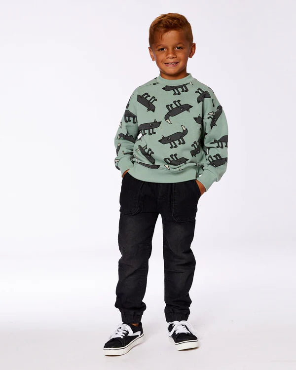 Deux Par Deux French Terry Denim Jogger Pant - Black Jeans 2025