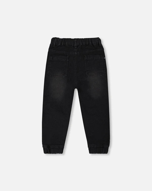 Deux Par Deux French Terry Denim Jogger Pant - Black Jeans 2025