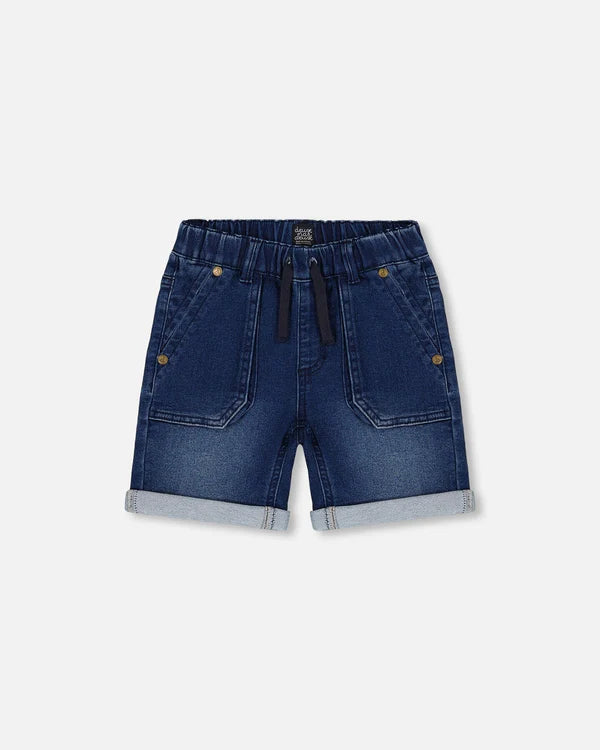 Deux Par Deux French Terry Denim Short - Dark Navy Denim Blue 2025