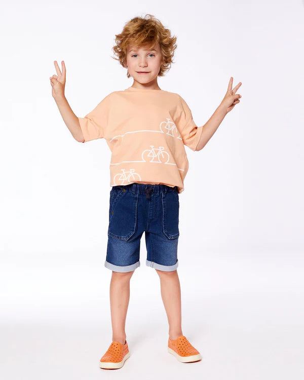 Deux Par Deux French Terry Denim Short - Dark Navy Denim Blue 2025