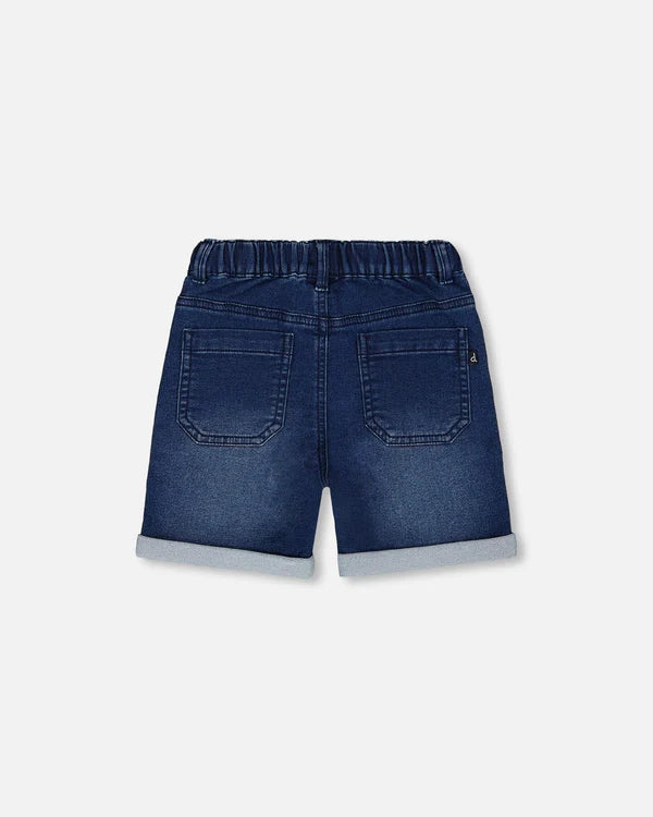 Deux Par Deux French Terry Denim Short - Dark Navy Denim Blue 2025