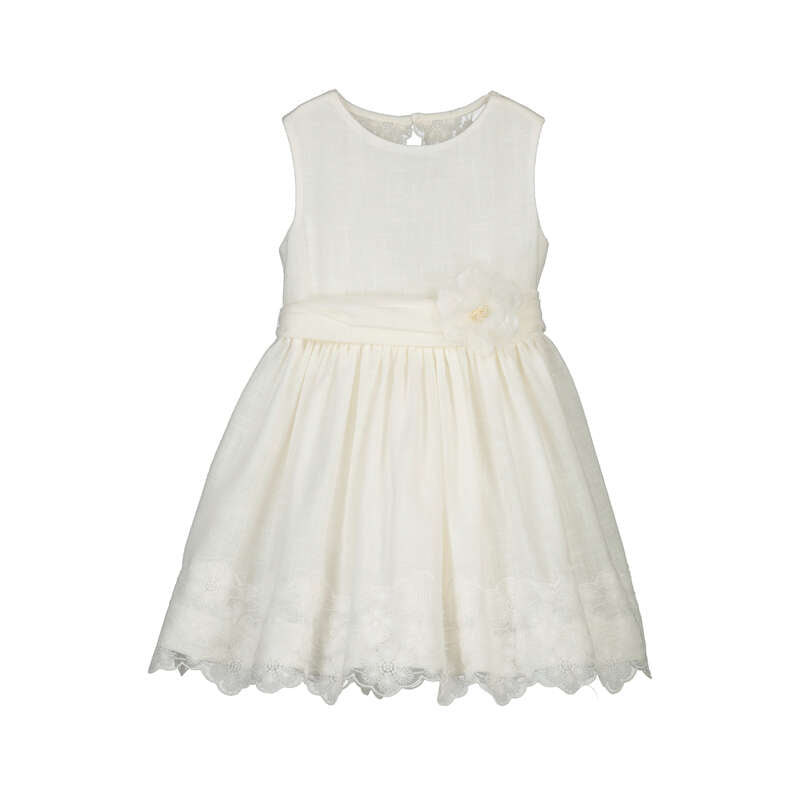 Mayoral Embroidered Dress - Natural White