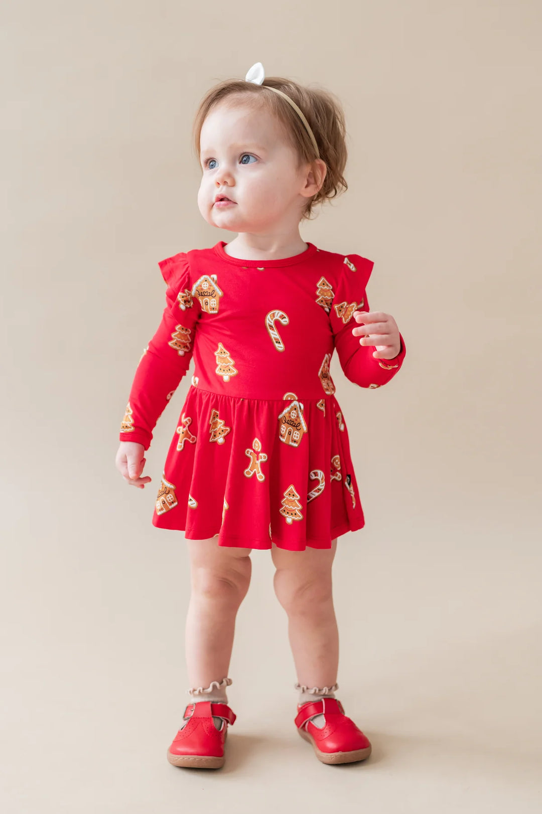 Kyte Baby Long Sleeve Twirl Bodysuit Dress - Gingerbread