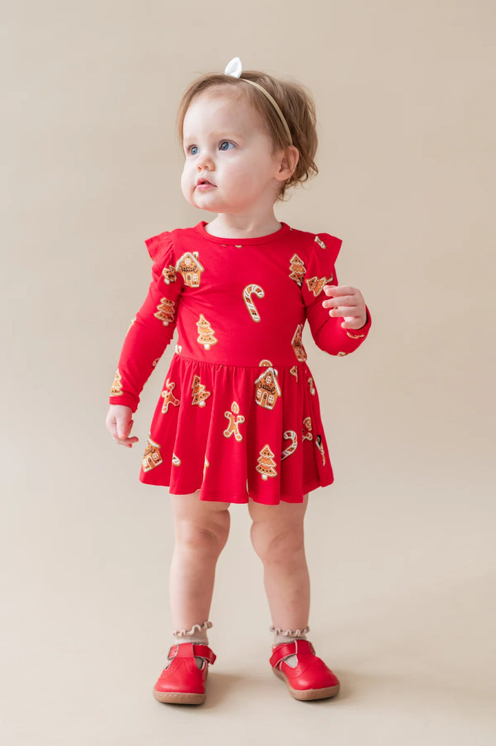 Kyte Baby Long Sleeve Twirl Bodysuit Dress - Gingerbread