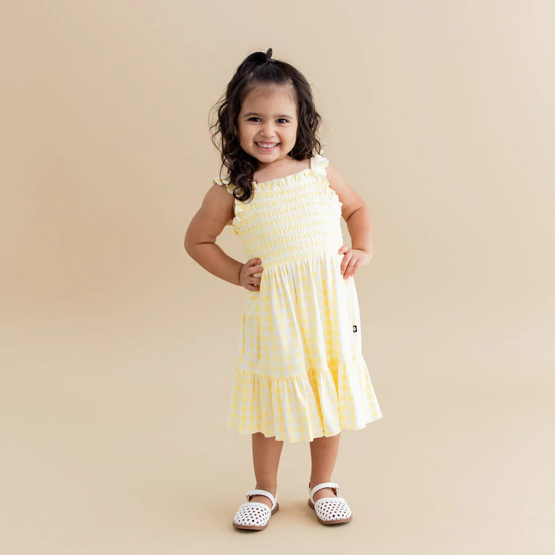 Kyte Baby Smocked Dress - Gingham Chamomile