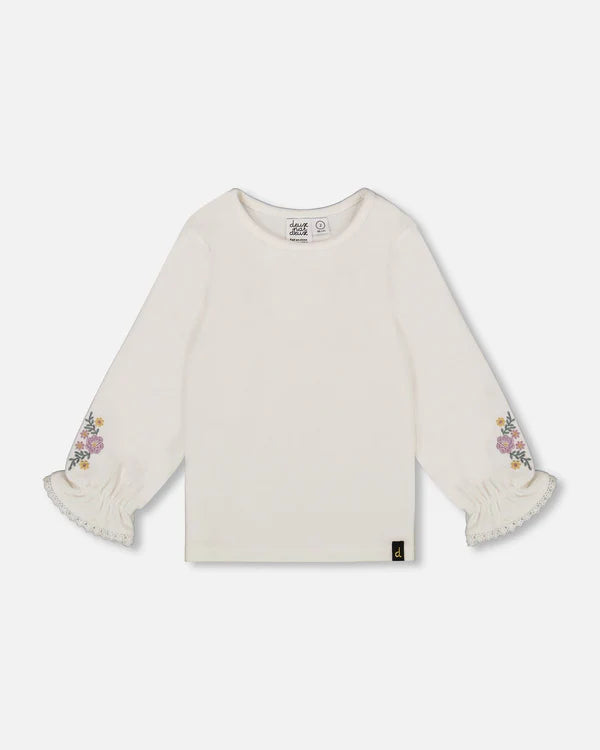 Deux Par Deux Embroidered Longsleeve Shirt - Off White