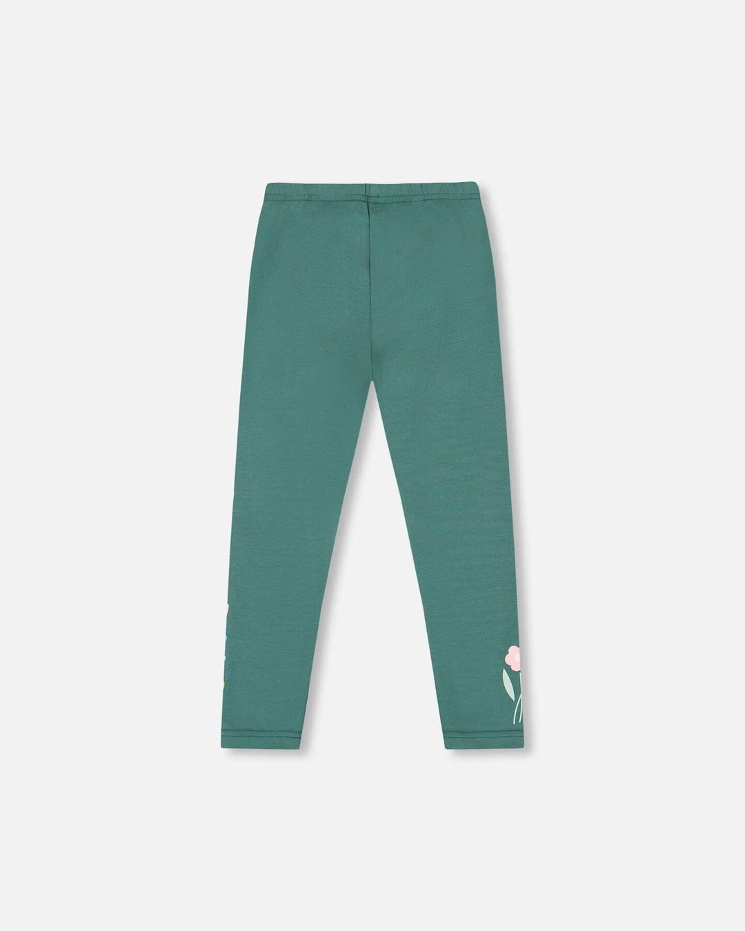 Deux Par Deux Leggings - Dark Green with Flowers