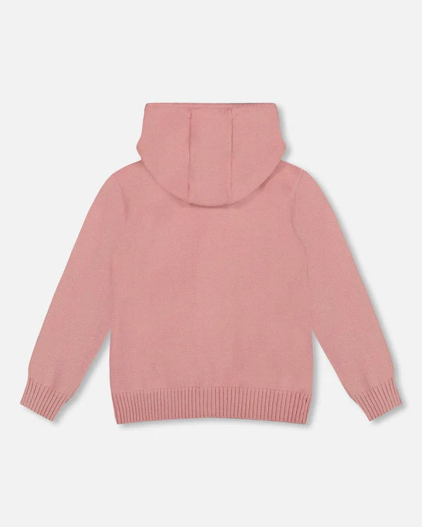 Deux Par Deux Zippered Hoodie - Dusty Pink Unicorn &amp; Hearts