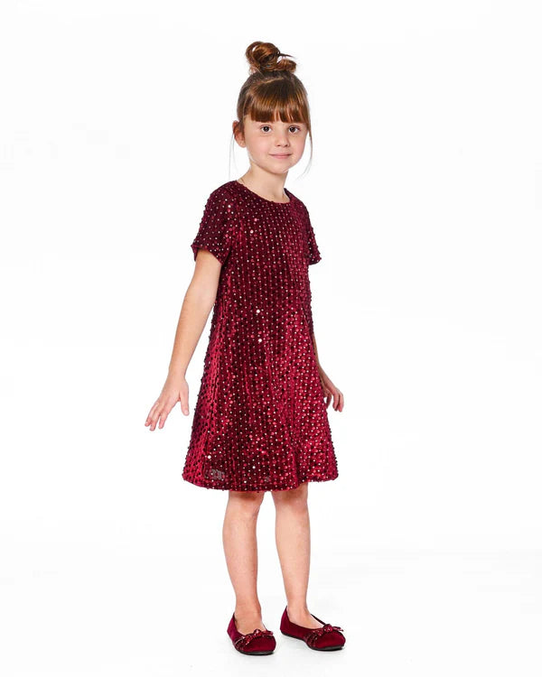 Deux Par Deux Short Sleeve Dress - Rumba Red