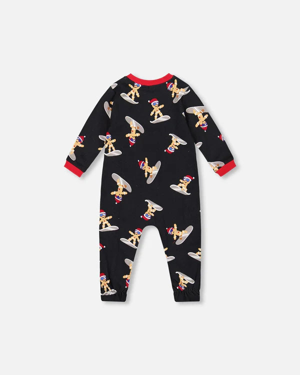 Deux Par Deux Organic Cotton Footie - Printed Surfing Cookie