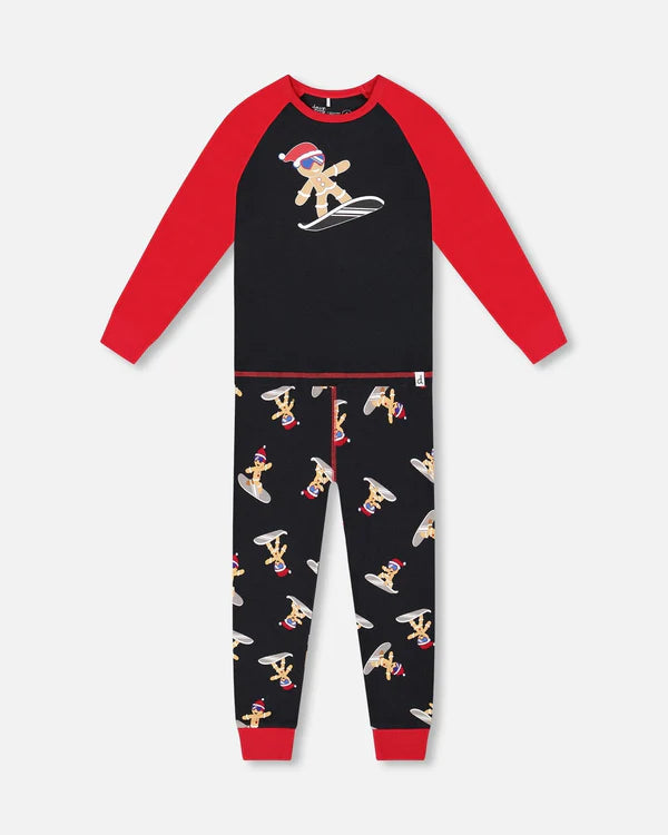 Deux Par Deux Organic Cotton 2pc Pajama Set - Printed Surfing Cookie