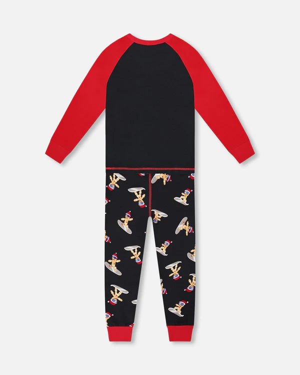 Deux Par Deux Organic Cotton 2pc Pajama Set - Printed Surfing Cookie