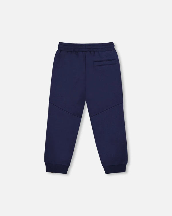 Deux Par Deux Fleece Sweatpants with Pockets - Peacoat Navy Blue