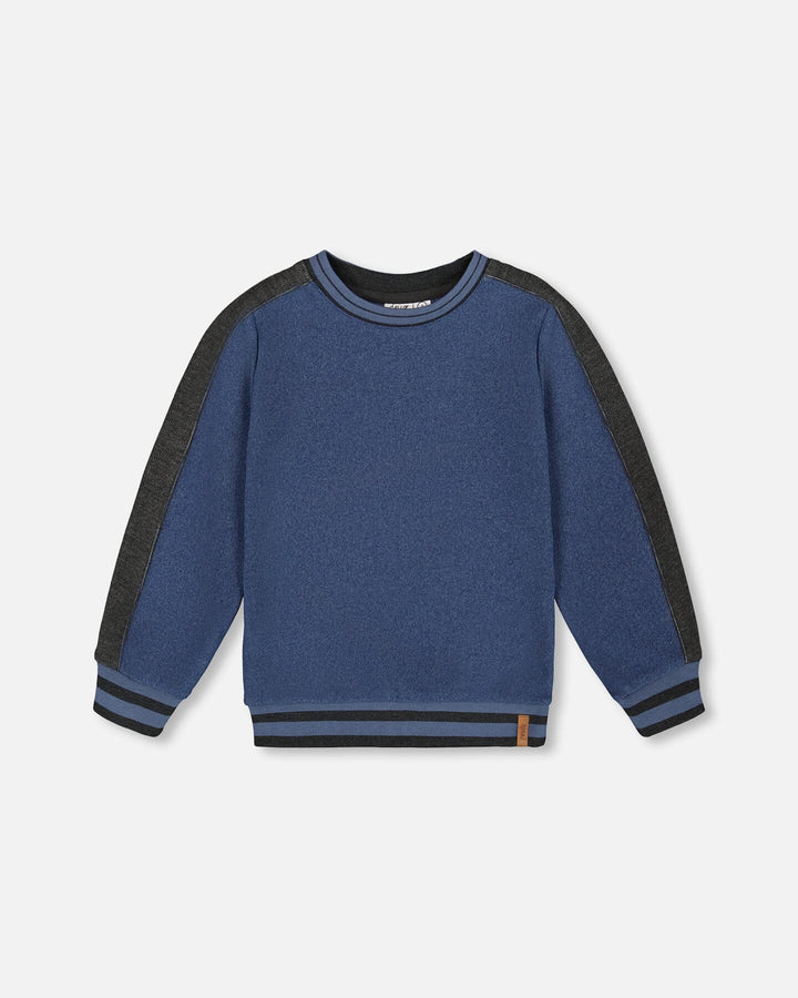 Deux Par Deux Flat Back Rib Sweatshirt - Dark Steel Blue