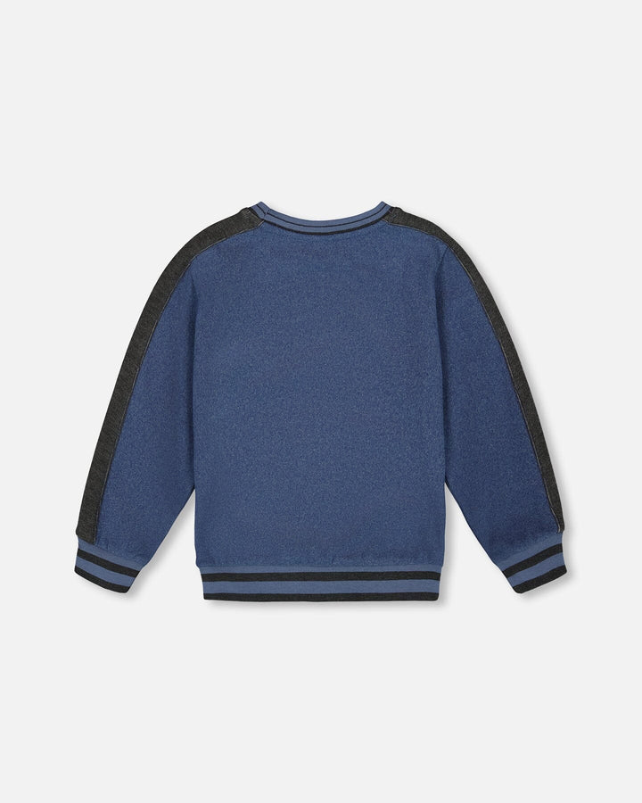 Deux Par Deux Flat Back Rib Sweatshirt - Dark Steel Blue