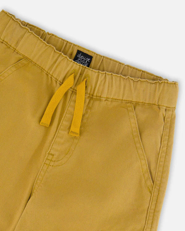 Deux Par Deux Stretch Twill Jogger with Cargo Pockets - Wood Thrush/Ocre Tan