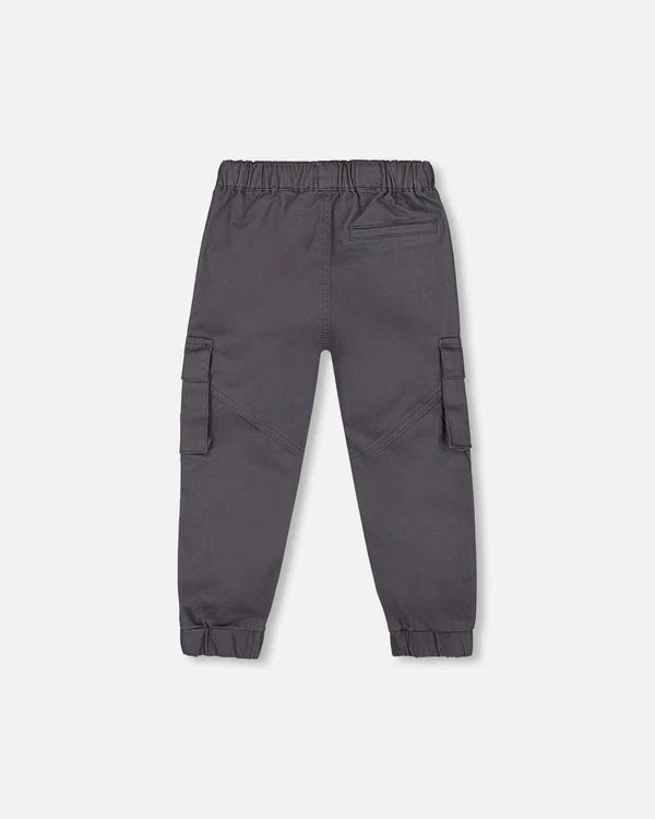 Deux Par Deux Stretch Twill Jogger with Cargo Pockets - China Blue/Dark Gray