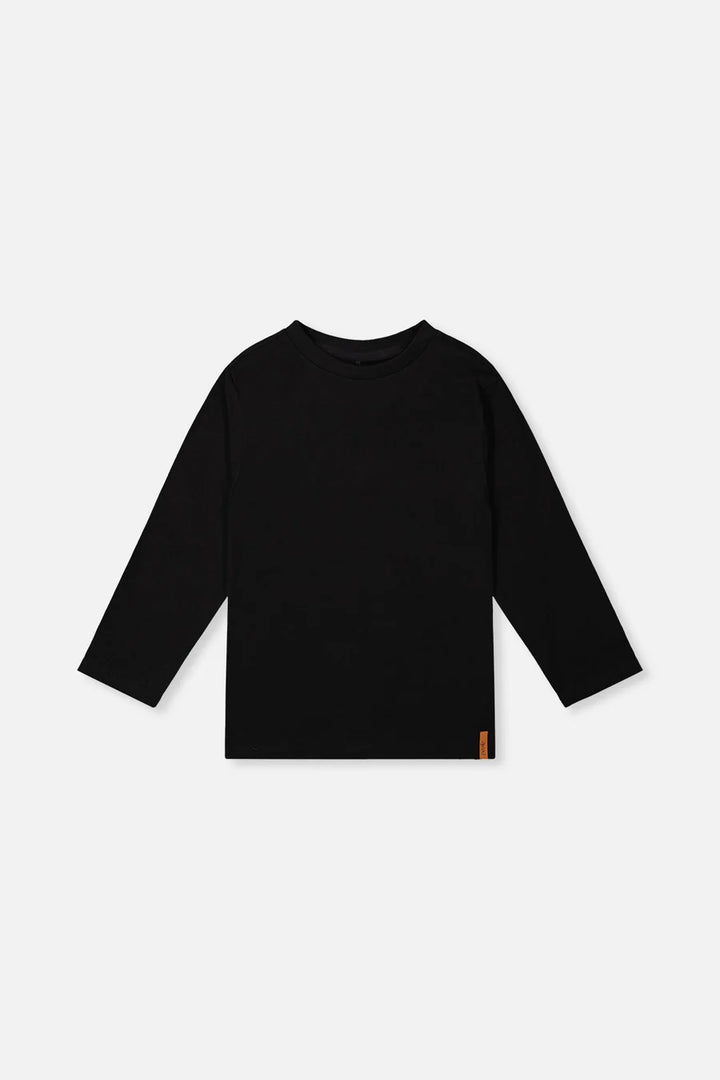 Deux Par Deux Organic Cotton Long Sleeve T-Shirt - Black