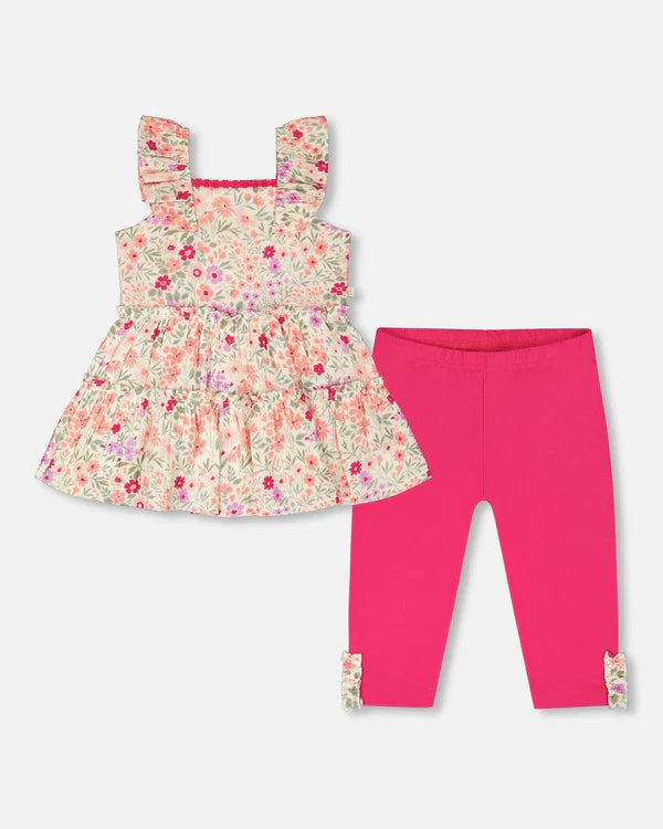 Deux Par Deux Tunic &amp; Capri Set - Printed Little Meadow