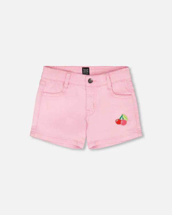 Deux Par Deux Denim Shorts with Embroidery - Prism Pink