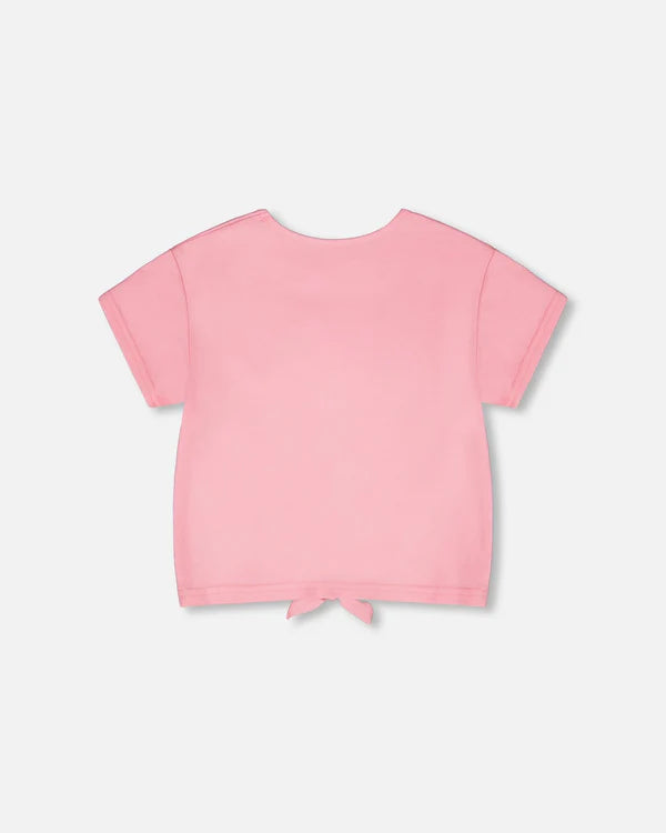 Deux Par Deux Organic Jersey T-Shirt with Tie Waist - Prism Pink