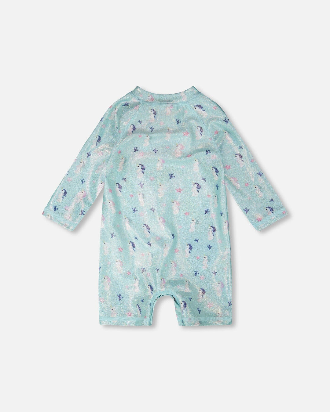 Deux Par Deux Long Sleeve One-Piece Rashgaurd - Blue Seahorse