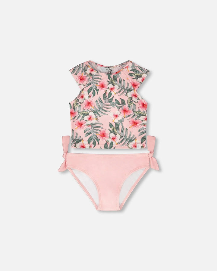 Deux Par Deux Two-Piece Swimsuit - Pink Hibiscus
