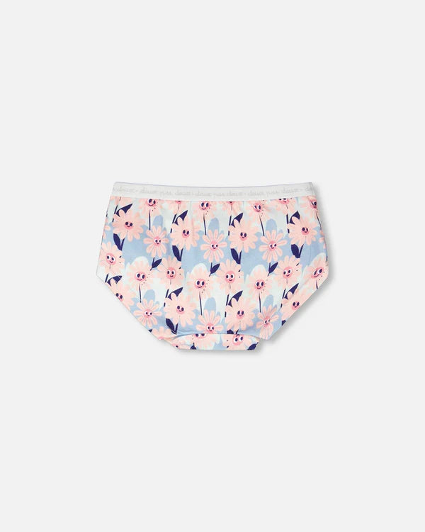 Deux Par Deux Boyshort Panty - Printed Blue Happy Flower