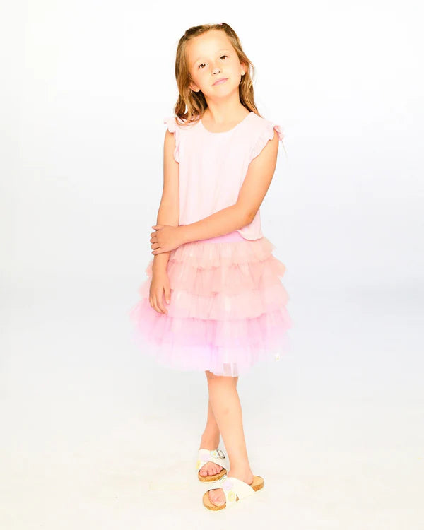 Deux Par Deux Bi-Material Dress - Pink Lady