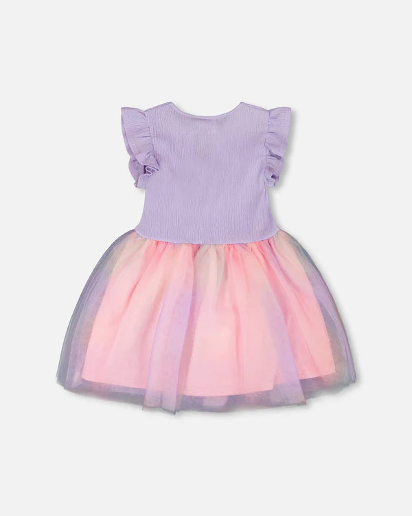 Deux Par Deux Bi-Material Dress - Lilac