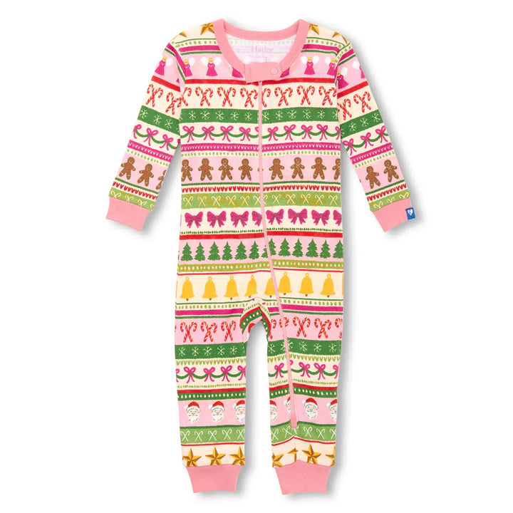 Hatley Fun Fair Isle Cotton Coverall - Pink